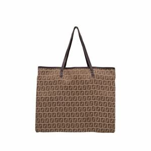 Fendi Zucchino FF Monogram Canvas Roll Open Top Tote Bag Brown VTG